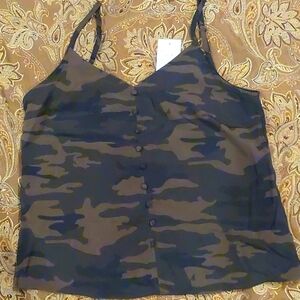 Sanctuary Army print blouse with adjustable straps